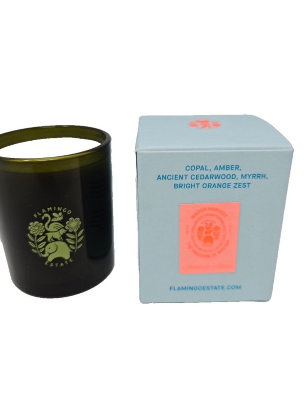 NIB Flamingo Estate Four Friends Candle Bhutan Subscription Box 4oz Copal Amber+